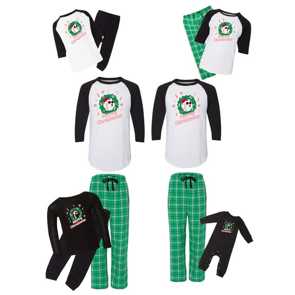 Awkward Styles Matching Christmas Pajamas Set Green Flamingo Family Sleepwear