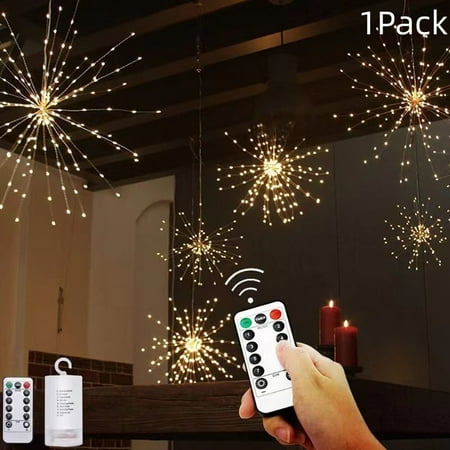 

Casewin Hanging Decorative Lights 90 Led Firework Lights Battery Powered Tent Chandelier Remote Control for Gardens Courtyards Porches Christmas Party Decorations Mtlticolor
