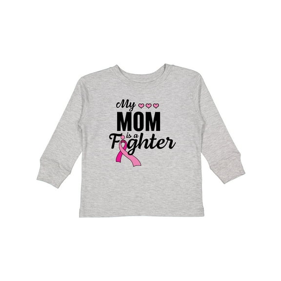 Inktastic Breast Cancer Awareness My Mom is a Fighter Boys or Girls Long Sleeve Toddler T-Shirt