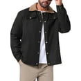 thumbnail image 5 of INSPIRE CHIC Men's Winter Coat Collared Button Front Fleece Lining Pockets Trucker Jacket M Black, 5 of 6