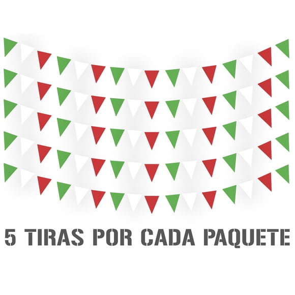 Banderin Liso Tricolor DECORAMEC PAPEL PICADO 5 tiras de 8 metros decoración de papel picado