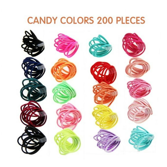 Topboutique Baby Hair Ties Multicolor Baby Girls Hair Ties Finger Hair Ties Thin Hair Ponytail Holder Hair Accessories for Baby Girls Newborn Infants Toddlers 2 CM in Diameter 200 Pieces