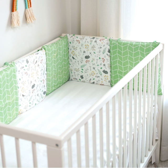 Cuna de bebé con dibujos animados bordados de algodón puro, anticolisión, combinación libre de gasa, ropa de cama para bebé