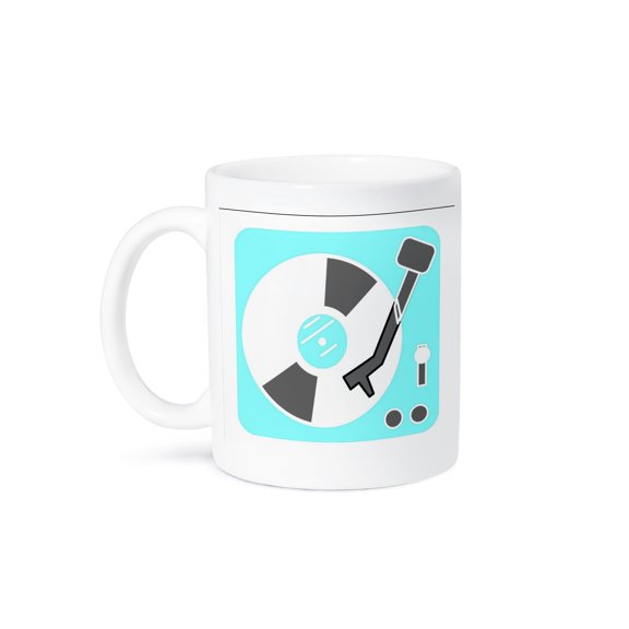 3dRose, Turquoise Retro Record Player, 15oz Mug