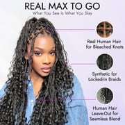 LUVME Flexi-Fit Invisi Drawstring Cap Full Lace Knotless Boho Curls Braided Long Wig فروة رأس طبيعية للغاية - الولايات المتحدة فقط