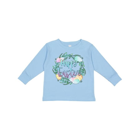 

Inktastic Happy Easter Pastel Egg Wreath with Laurels Boys or Girls Long Sleeve Toddler T-Shirt