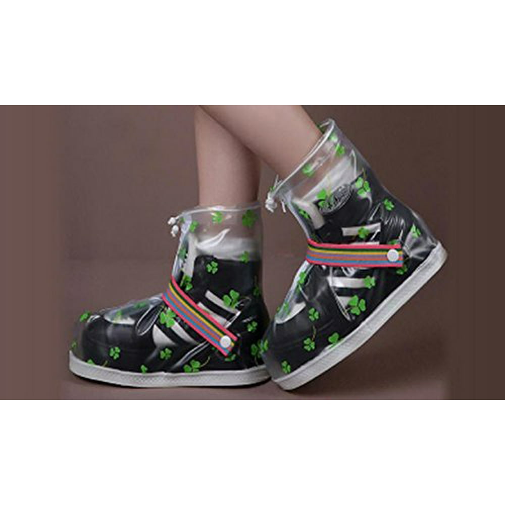 Women Waterproof Shoe Covers Reusable Slipresistant Rain Shoes Cover S (25.5CM) Lucky Clover