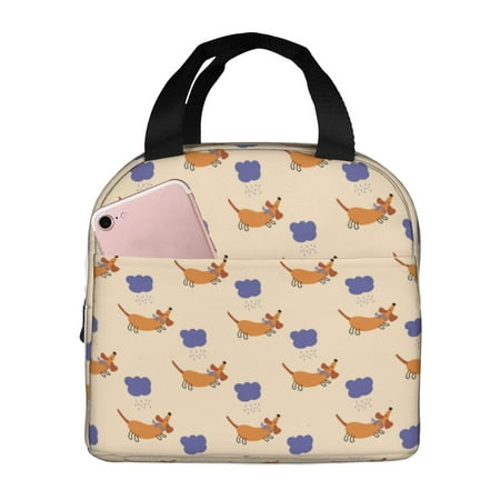 Insulated Lunch Bag for Women Men - Dachshund Dog Puppy Clouds Leakproof Cooler Lunch Box for Women Men  Lunch Tote Bags for Work School Picnic Travel