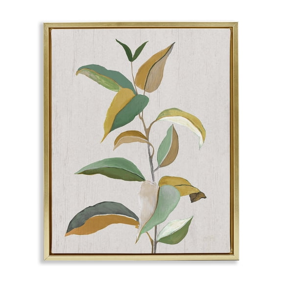 Stupell Industries Scandinavian Modern Herb Leaves Gold Floating Frame Canvas Art, 25 x 31, by Janet Tava