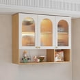 thumbnail image 1 of Alacenas para Cocina, Alacena Gabinete para Cocina 3 Puertas, Mueble Superior con Visualización en Vidrio Transparente 100x30x80CM(Claro), 1 of 8