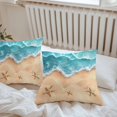 thumbnail image 6 of Throw Pillow Covers 16x16 Inch Set of 2, Ocean Beach Waterproof Outdoor Pillow Covers, Starfish Sea Waves Coastal Seaside Sand Decorative Cushion Pillowcases for Couch, Sofa, Bed, Garden, Patio, 6 of 9