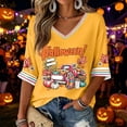 thumbnail image 2 of DORKASM Halloween Women's Shirts V Neck Short Sleeve Funny Print Pumpkin Spooky Clothes 2026 Ghost Witch Cute Shirt Floral Spider Funny T Shirt Ginger 2XL, 2 of 5