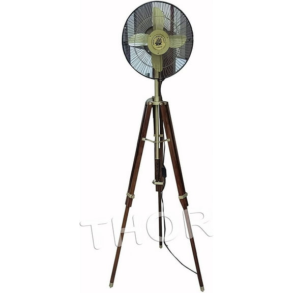 Royal Navy London Antique Victorian Indoor Standing Floor Fan Tripod Stand Home Decor