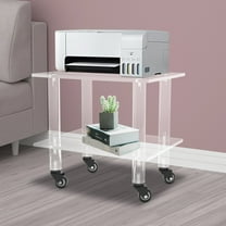 2-Tier Rolling Clear Printer Cart Office Under Desk Machine Stand Storage Rack