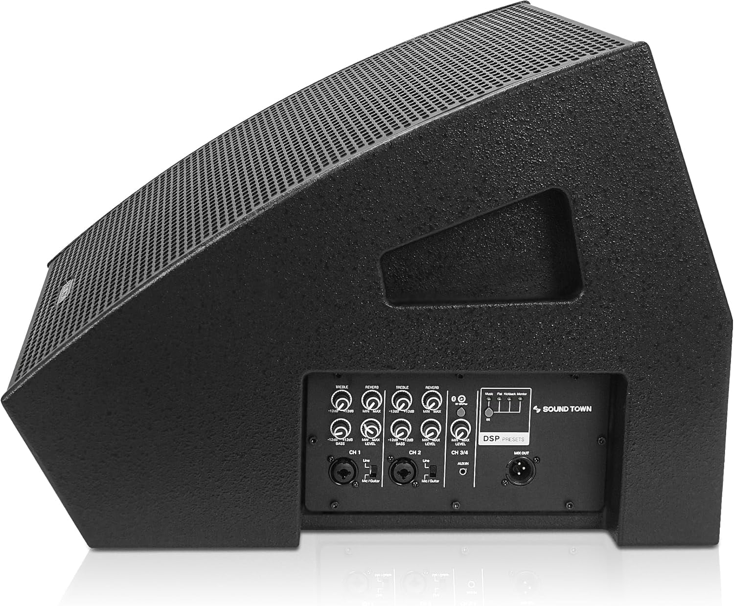 Sound Town CARME Series 15" Multipurpose Powered Loudspeaker, with Coaxial Compression Driver, Class D amp., DSP, Birch Plywood for Live Sound, Karaoke, Bar, Church, Black (CARME-15MPW)