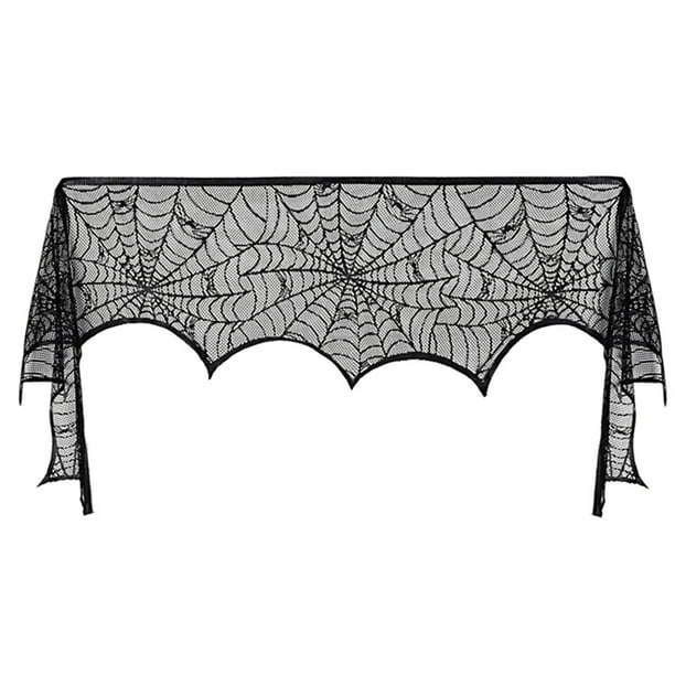 WUMINGLU Halloween Decorations Lace Spider Web Fireplace Mantle Cover