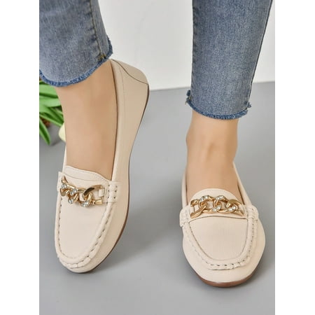 

Women Black Snaffle Decor Flats Fashionable Slip-On Flat Loafers For Daily