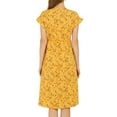 thumbnail image 3 of DARING DIVA V Neck Ruffle Trim Cuff Self Belt Printed Midi Wrap Dress XS Yellow, 3 of 7