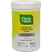 Cleanwell Botanical Disinfecting Wipes - Lemon Scent - 160 Count