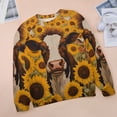 thumbnail image 6 of Farm Cows Women's Floral Printed Sweatshirt Long Sleeve Crewneck Casual Loose Vintage Graphic Pullover Tops, 6 of 7