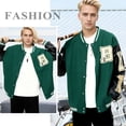 thumbnail image 2 of HISITOSA Mens Varsity College Jacket Baseball Bomber Jacket Vintage Sweatshirt Casual Unisex Streetwear Coats with Patch, 2 of 7