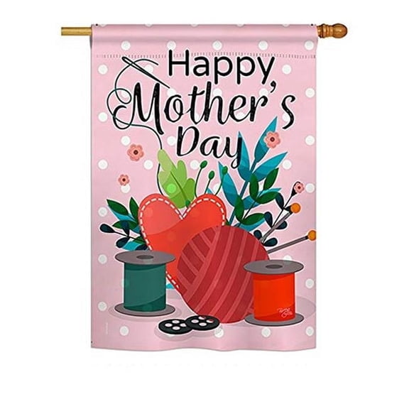 Breeze Decor BD-MD-H-115136-IP-BO-D-US18-BD 28 x 40 in. Happy Sweet Mothers Day Summer Impressions Decorative Vertical Double Sided House Flag