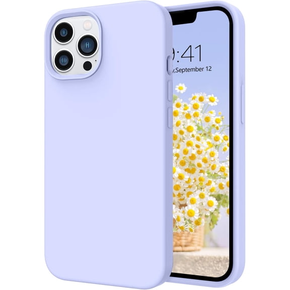 iPhone 13 Pro Max Case, Liquid Silicone Soft Gel Rubber iPhone 13 Pro Max Case Slim Case with Microfiber Lining Protective Phone Cases for 6.7 inch iPhone 13 Pro Max, Lilac Purple