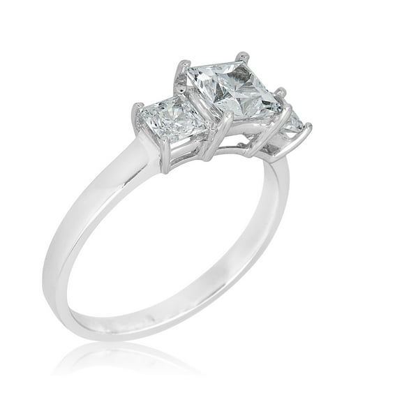 AVORA 14K White Gold Princess Cut 1 Carat Simulated Diamond CZ Engagement Wedding Anniversary Ring - Size 7.5