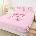 thumbnail image 4 of Manfei Pink Watercolor Bow Letter H Bed Sheets for Girls, Cute Initial Bows King Sheets, 4-Piece, 4 of 5