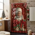thumbnail image 3 of Merry Christmas Bathroom Shower Curtain Santa Claus Gift Stars Red Plaid Waterproof Washable Shower Curtains for Bathtub Bath Decor with Grommets and Hook 36 X 72 Inch, 3 of 8