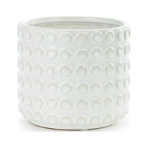 DEMDACO Dimple Glossy White 6 x 6 Ceramic Stoneware Decorative Container Vase Planter