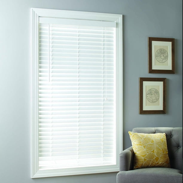 Better Homes & Gardens 2inch Cordless Faux Wood Blinds, White, Multiple Sizes