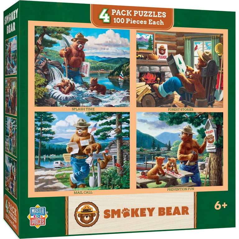 MasterPieces Smokey Bear 4-Pack Kids Jigsaw Puzzles - 100