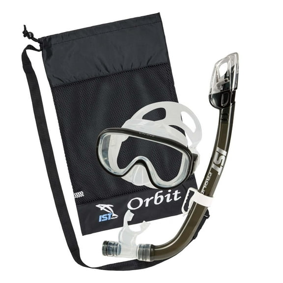 IST Orbit Premium Dry Top Snorkel, Panoramic Low Profile Mask, with Travel Bag