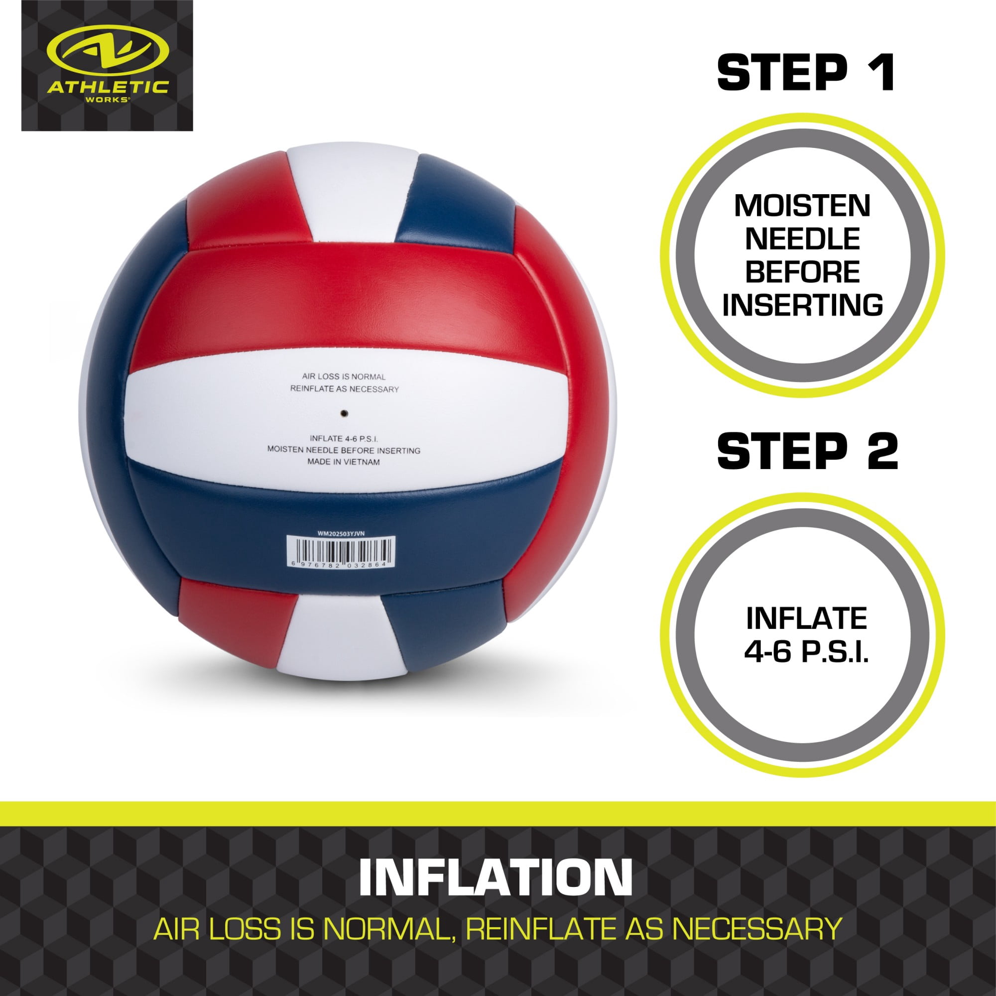 (2 pack) Athletic Works Size 5 Patriotic Volleyball for Practice or Gameplay, Official Size and Weight