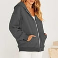 thumbnail image 2 of BRDFRL Women's Full Zip Up Hoodie Long Sleeve Hooded Sweatshirts Casual Fall Jacket Coat 2024 Fashion Dark Gray M, 2 of 6