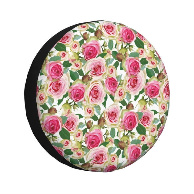 Fotbe Rose Flowers Funda de Llanta de Repuesto con Estampado, Engrosada, Ajuste Universal para Jeep, Remolque, RV, SUV, Camión-17 inch
