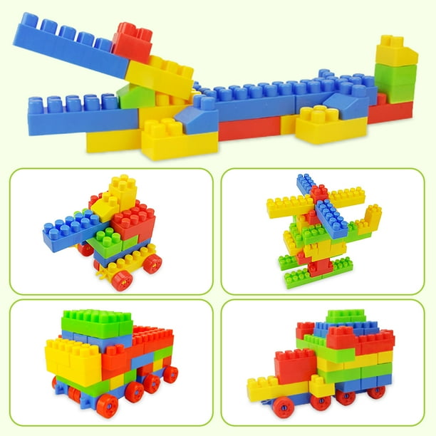 130 Pieces Building Toys for Toddlers, First Builders Building Blocks with Big Building Bag, Educational Assembly Toys Creative Kids Building Blocks for Children Boys and Girls Gift