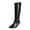 Black, variant on Fesfesfes Riding Boots For Women Shoes Pointed Toe Mid-heel High-top Knight Imitation Synthetic US:6(37)