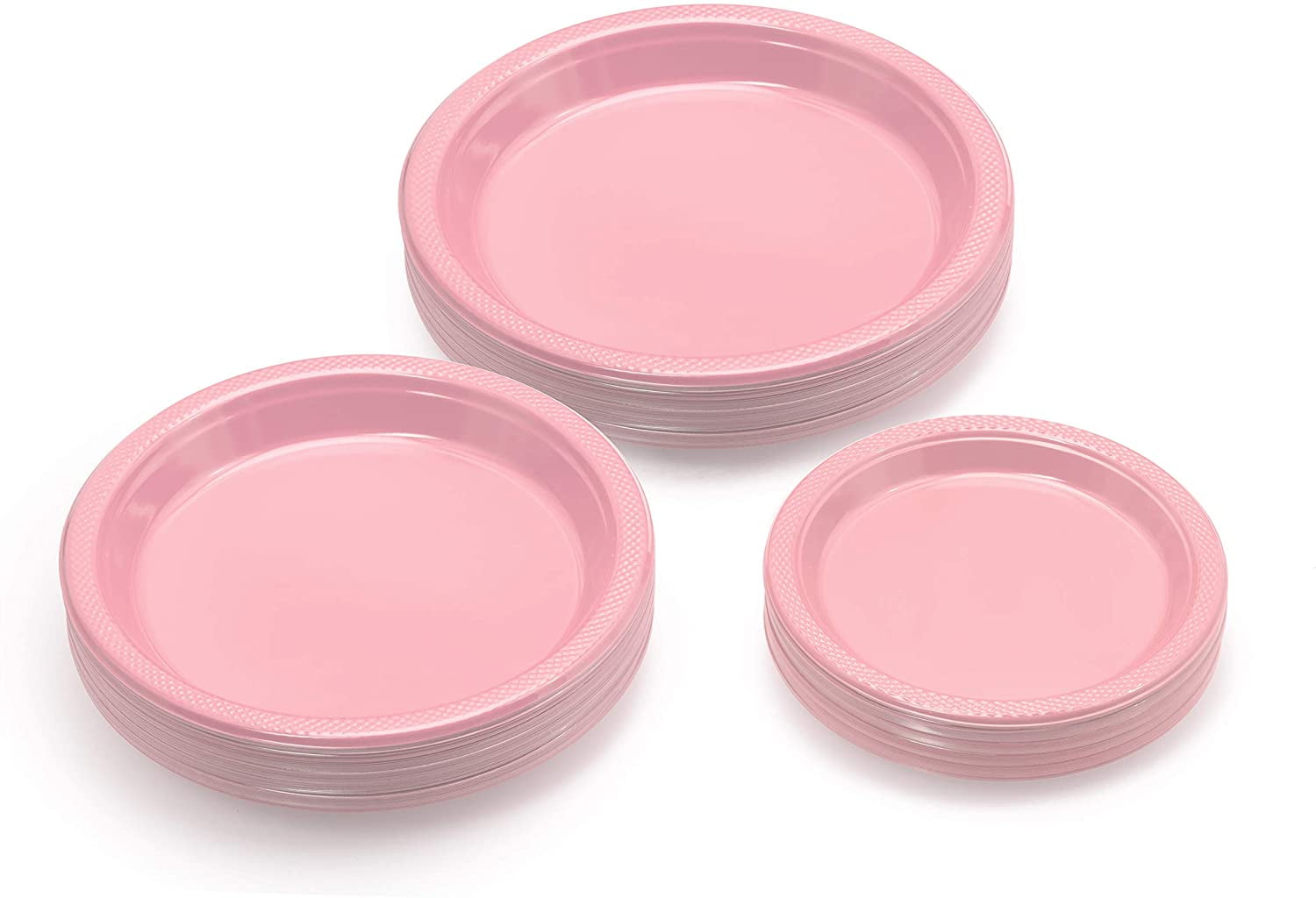 Pink Vintage Round Disposable Plastic Appetizer/Salad Plates - 7.5