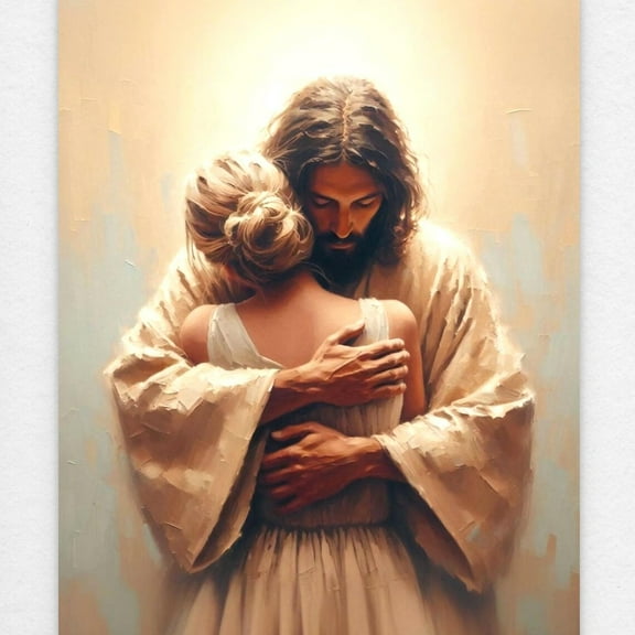 Christ Knows Your Pain, Christ Hugging Woman, Christ Bible Wall Art, Christ Heals A Woman, Christian Decor Wall Art, Modern Wall Decor, 8x12 UNFRAMED