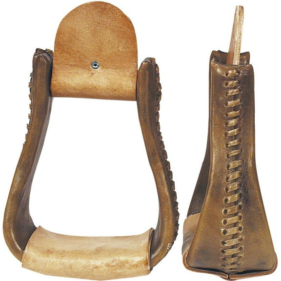 Nrs 3in Rawhide Covered Wood Bell Stirrup