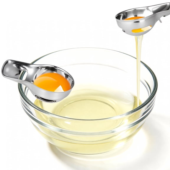 Qixovren 2 Pack Stainless Steel Egg Separator, Clip-On Hands-Free Egg Yolk White Separator for Bowls, Dishwasher Safe