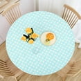 thumbnail image 6 of Tcwhniev Indoor Outdoor Round Fitted Vinyl Tablecloth, Flannel Backing, Elastic Edge, Waterproof Wipeable PVC Table Cover, Small Daisy Pattern, for Table of 43-55’’ Diameter, 6 of 9