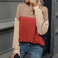 thumbnail image 6 of JUUYY Womens Color Block Texture Long Sleeve Tee Shirt Loose Casual Round Neck Cotton T-Shirts Tops Pullover Red S, 6 of 7