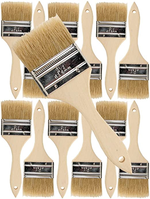 Pro Grade - Chip Brush – 2.5 inch Professional Paint Brushes – 12 Pack - Natural China Bristle Paintbrush Set