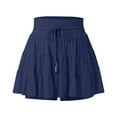 thumbnail image 5 of MIXUE Skirts For Women Summer Mesh Solid Color Ruffled Elastic Waist Drawstring Mini Tennis Skirt Workwear,Blue,XL, 5 of 5