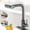 Black, variant on Waterfall Kitchen Sink Faucet with Pull Down Sprayer, 3 Modes(Sweep/Stream/Waterfall) Rotary Switch Stainless Steel Commercial Modern Faucet for Kitchen Sink Single Handle Black Sink Fuacet