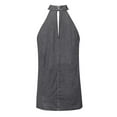 thumbnail image 4 of GA WEIHUA Women's Denim Halter Neck Tops Keyhole Back Tank Top Drawstring Tie Front Jean Camisole Summer Elegant Sleeveless Camis Shirts(Gray,XXL), 4 of 5