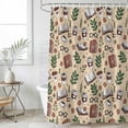 thumbnail image 4 of Tan Coffee Bathroom Shower Curtains with 12 Hooks Waterproof Shower Curtain for Stalls and Bathtubs Vintage Latte Cafe Books Leaves Flowers Theme Decorative Bathroom Privacy Curtain 36x72 Inches, 4 of 9